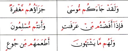 Examples of Idgham Shafawi