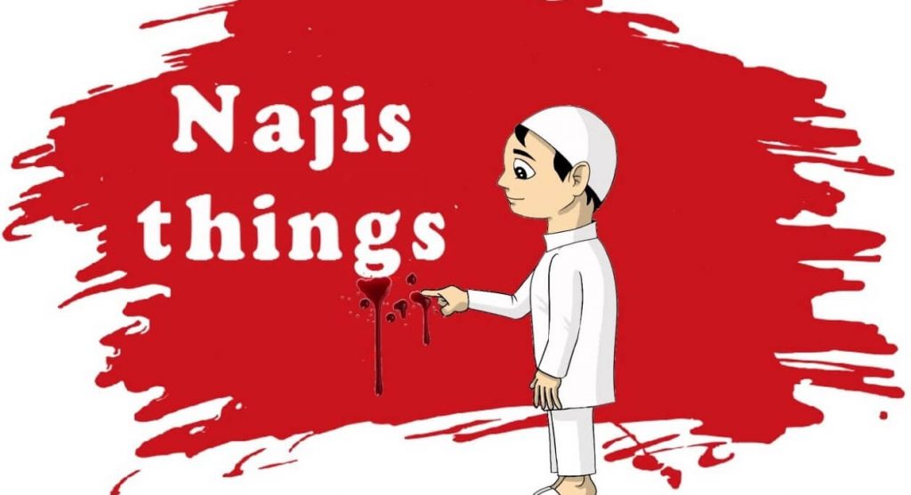A child touches blood which is one of najis things