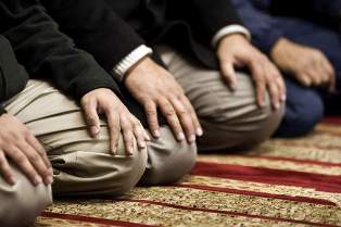 Muslims praying in a congregation
