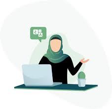 A Muslim woman learning Arabic remotely