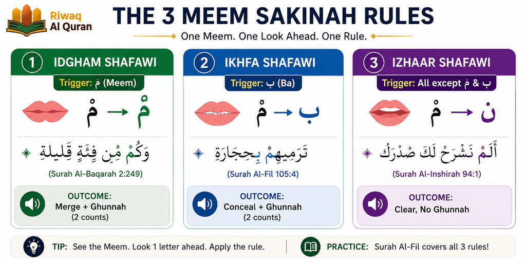 Meem Sakinah Rules - A Complete Tajweed Guide with Quranic Examples 4 image 659